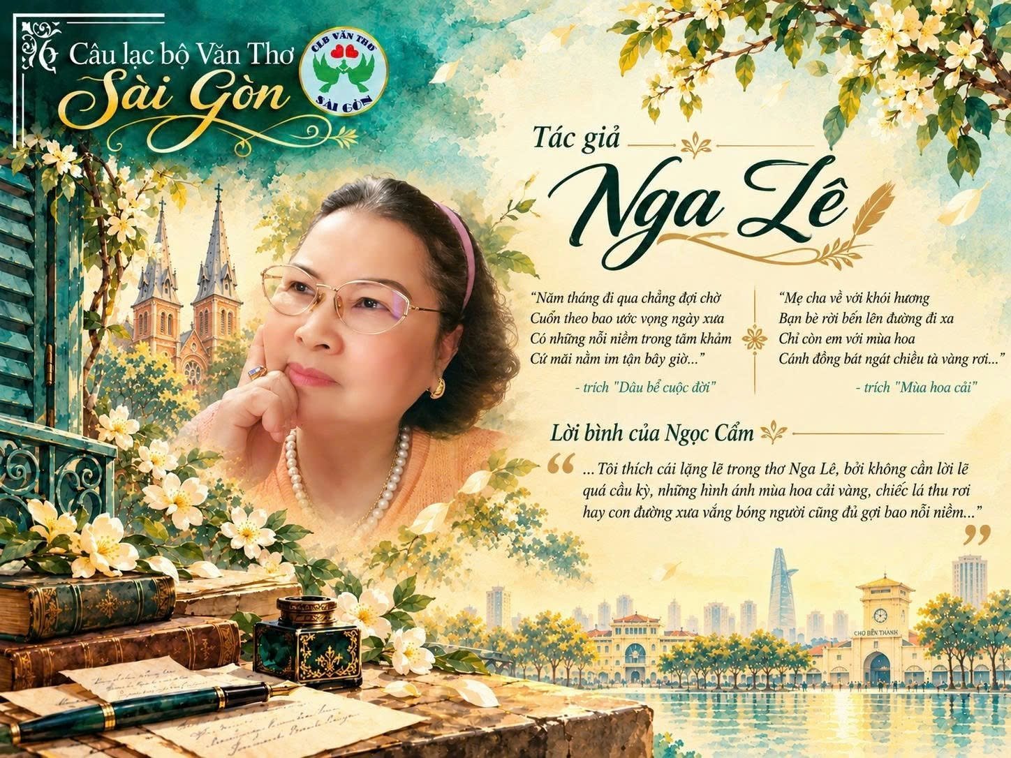 CLB Văn Thơ Sài Gòn trân trọng giới thiệu đến quý thi hữu và bạn đọc chùm thơ của tác giả Nga Lê, cùng những cảm nhận, chia sẻ sâu sắc từ nhà báo – nhà văn Ngọc Cẩm.